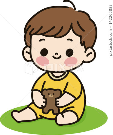 Baby Sitting with Teddy Bear 142263882