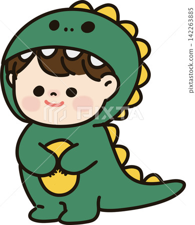 Child in Green Dinosaur Costume Child in Green Dinosaur Costume 142263885