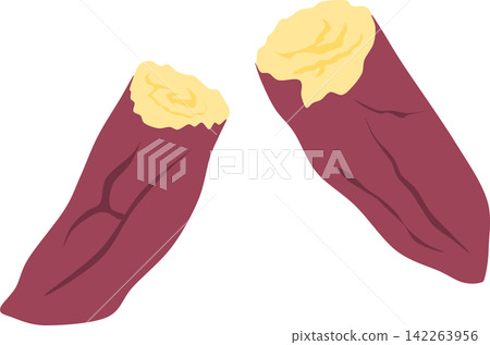 Illustration of baked sweet potato Illustration of baked sweet potato 142263956