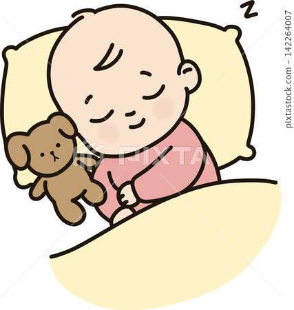 Baby Sleeping with Teddy Bear Baby Sleeping with Teddy Bear 142264007