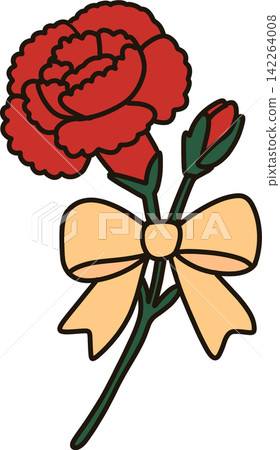 Red Carnation with Ribbon Bow Red Carnation with Ribbon Bow 142264008