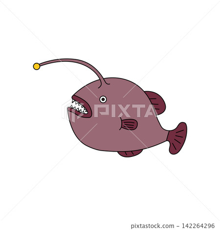 鮟鱇魚是一種深海魚類,擁有尖銳的牙齒和生物發光器官,是一種普普藝術風格的生物。 鮟鱇魚是一種深海魚類,擁有尖銳的牙齒和生物發光器官,是一種普普藝術風格的生物。 142264296