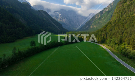 Logar Valley Alpine Mountain Landscape Slovenia Logar Valley Alpine Mountain Landscape Slovenia 142264735