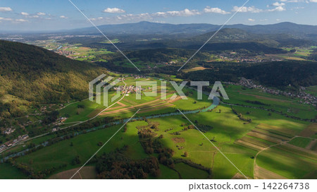 Lind im Drautal village and Alpine landscape in Carinthia summer Lind im Drautal village and Alpine landscape in Carinthia summer 142264738