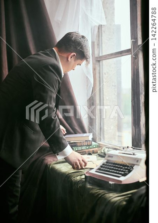 Old study filled with heartfelt letters and gentle glow Old study filled with heartfelt letters and gentle glow 142264788