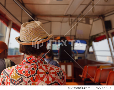 Woman Tourist in Boat Trip Chao Phraya River Bangkok Woman Tourist in Boat Trip Chao Phraya River Bangkok 142264827
