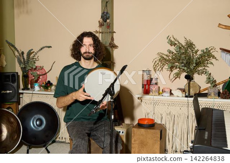 Varied Percussion Instruments And Supplies. An Assortment Of Drums And Musical Accessories Displayed Varied Percussion Instruments And Supplies. An Assortment Of Drums And Musical Accessories Displayed 142264838