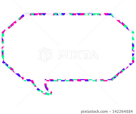 Stained glass style speech bubble, triangular pattern, elongated octagon Stained glass style speech bubble, triangular pattern, elongated octagon 142264884