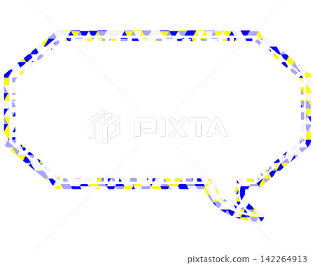 Stained glass style speech bubble, triangular pattern, elongated octagon Stained glass style speech bubble, triangular pattern, elongated octagon 142264913