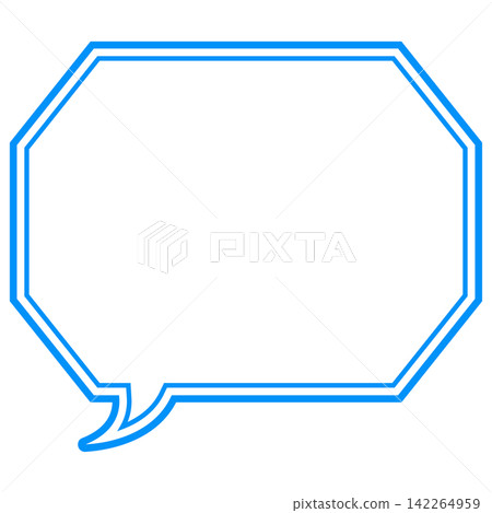 Simple color line speech bubble - octagonal shape with corners Simple color line speech bubble - octagonal shape with corners 142264959