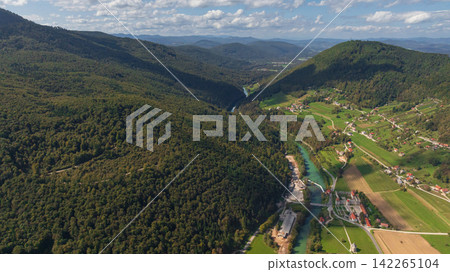 Lind im Drautal village and Alpine landscape in Carinthia summer Lind im Drautal village and Alpine landscape in Carinthia summer 142265104