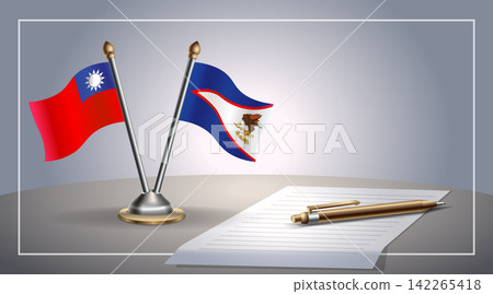 Small national flag of Taiwan and American Samoa flag Relation, Template Vector Illustration Small national flag of Taiwan and American Samoa flag Relation, Template Vector Illustration 142265418