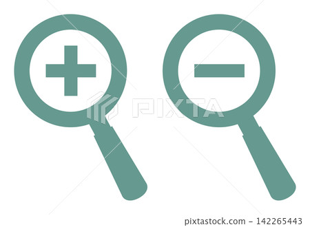 Magnifying glass with positive and negative indicators (green) 142265443