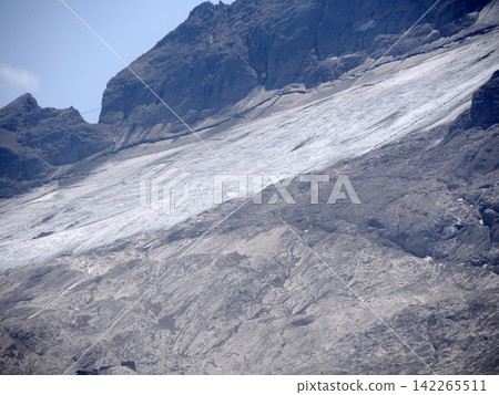 marmolada glacier melting in summer season marmolada glacier melting in summer season 142265511