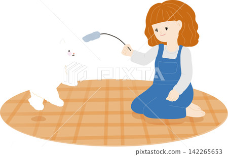 Woman Playing with Cat Woman Playing with Cat 142265653