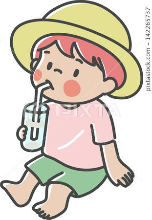 Child Drinking Juice with Straw Child Drinking Juice with Straw 142265737
