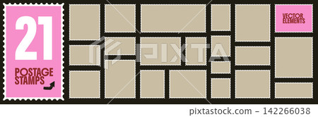 Frame and stamp set with uneven serrated rectangles and callout forms. Warm beige stamp shapes label. Craft vector frame collection for notebook cover design. Text box simple kit for promo tag design Frame and stamp set with uneven serrated rectangles and callout forms. Warm beige stamp shapes label. Craft vector frame collection for notebook cover design. Text box simple kit for promo tag design 142266038