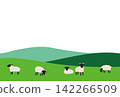New Year's card template for the Year of the Sheep: Vector illustration of a sheep 142266509