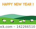 New Year's card template for the Year of the Sheep: Vector illustration of a sheep 142266510