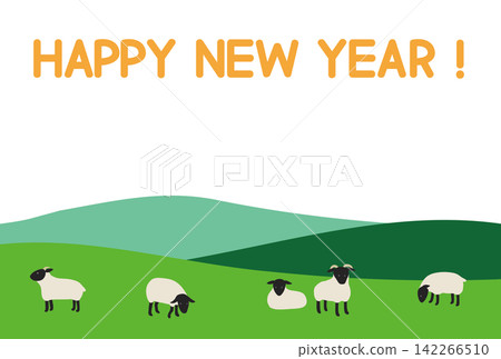 羊年新年賀卡模板:羊的向量圖 羊年新年賀卡模板:羊的向量圖 142266510