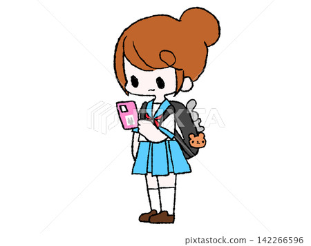 Female student operating a smartphone Female student operating a smartphone 142266596