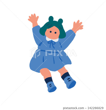 一幅幼兒園小女孩舉起雙手歡笑的插圖。 一幅幼兒園小女孩舉起雙手歡笑的插圖。 142266829