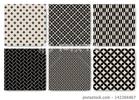 A set of materials featuring traditional Japanese patterns: Hanabishi, Yagasuri, Ajiro, Kanoko, and Shippo. A set of materials featuring traditional Japanese patterns: Hanabishi, Yagasuri, Ajiro, Kanoko, and Shippo. 142266867
