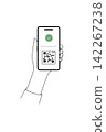 An illustration of a person checking in using a QR code on their smartphone. 142267238