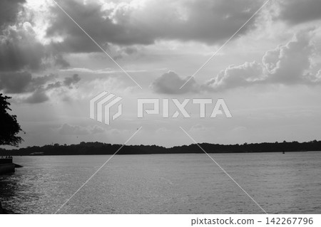 Black and White Water and Sky Landscape Photo Black and White Water and Sky Landscape Photo 142267796