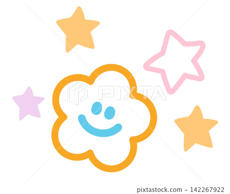 Illustration of stars and flower for decoration, logo, icon, social media post, postcard, cute patches, shirt print, brooch, tattoo, fashion, shirt print, sticker, spring, summer vibe, sky and clouds Illustration of stars and flower for decoration, logo, icon, social media post, postcard, cute patches, shirt print, brooch, tattoo, fashion, shirt print, sticker, spring, summer vibe, sky and clouds 142267922