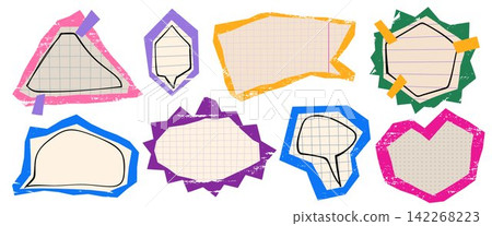 Color stickers with ripped notebook textures Color stickers with ripped notebook textures 142268223