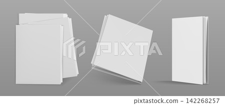 Realistic set of white folders with documents Realistic set of white folders with documents 142268257