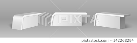 Realistic white counters for trade show booth Realistic white counters for trade show booth 142268294