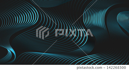 Abstract tech background with green wave pattern 142268300