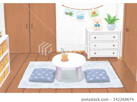 A room redecorated for summer. 142268674