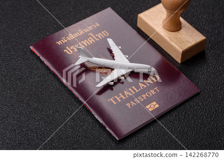 Thailand passport for travelling, flying and doing business. Thailand document, id Thailand passport for travelling, flying and doing business. Thailand document, id 142268770