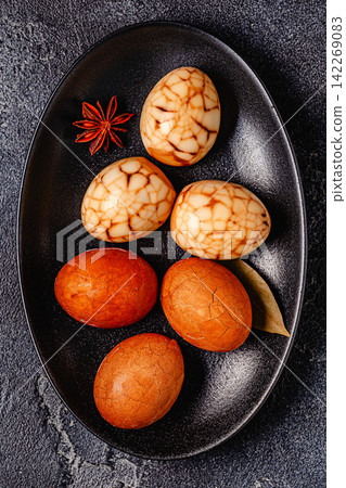 Brown and White Tea Marble Eggs Brown and White Tea Marble Eggs 142269083