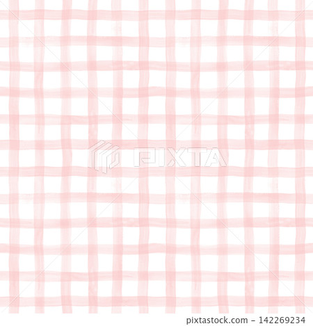Pastel pink watercolor plaid seamless pattern Pastel pink watercolor plaid seamless pattern 142269234