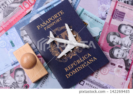 Dominican republic passport or id document with tickets for flight, travel, border crossing Dominican republic passport or id document with tickets for flight, travel, border crossing 142269485
