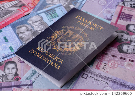 Dominican republic passport or id document with tickets for flight, travel, border crossing Dominican republic passport or id document with tickets for flight, travel, border crossing 142269600
