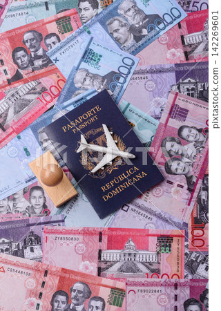 Dominican republic passport or id document with tickets for flight, travel, border crossing Dominican republic passport or id document with tickets for flight, travel, border crossing 142269601