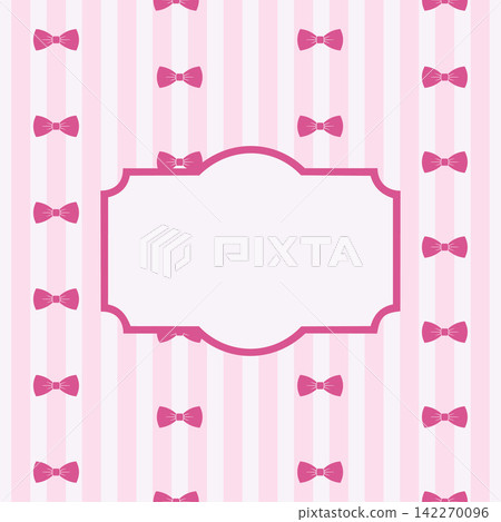 Vintage pink striped background with bows and frame Vintage pink striped background with bows and frame 142270096
