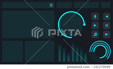 Dark cyan fintech UI elements kit with futuristic dashboard analytics crypto wallet and smart home controls Dark cyan fintech UI elements kit with futuristic dashboard analytics crypto wallet and smart home controls 142270099