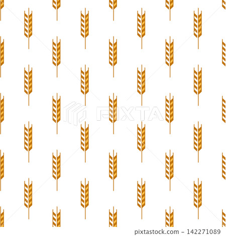 Vector Seamless Pattern with Agriculture Wheat and Cereal Ears on White Background. Organic Wheat, Rice Ear Design Template. Bread, Beer Packaging, Farming, Organic Food Concepts Vector Seamless Pattern with Agriculture Wheat and Cereal Ears on White Background. Organic Wheat, Rice Ear Design Template. Bread, Beer Packaging, Farming, Organic Food Concepts 142271089