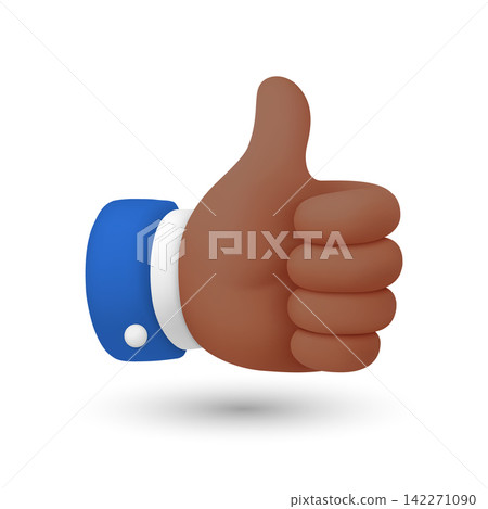 3d Thumbs Up Hand Gesture, Vector Illustration. Like Symbol with Raised Thumb. Approval, Positive Feedback, Agreement, Yes, Success, Good Job, Social Media Reaction, Support and Positive Rating 142271090