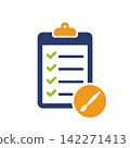 Paintbrush And Clipboard Icon Vector Template Illustration Trendy Design 142271413