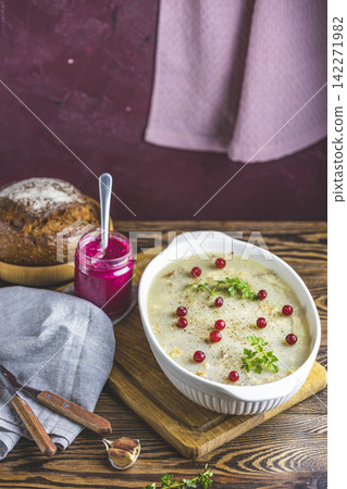 Tasty jelly with meat, beef aspic, traditional Christmas Ukrainian food Tasty jelly with meat, beef aspic, traditional Christmas Ukrainian food 142271982