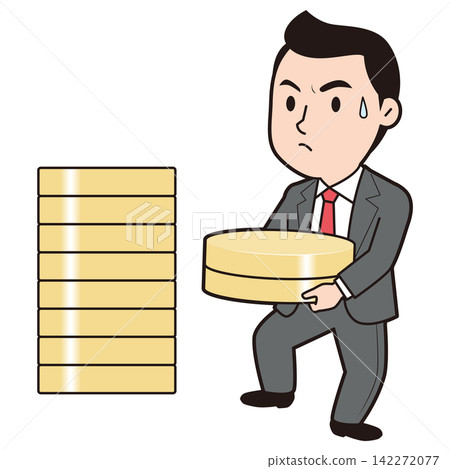 一位正在存錢的男商人 142272077