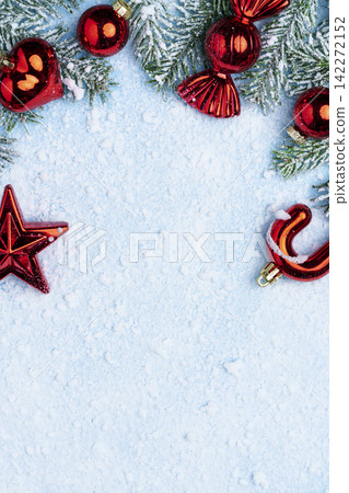 Christmas Fir Branch Snow Copy Space Christmas Fir Branch Snow Copy Space 142272152