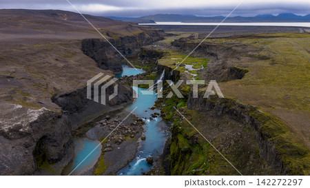 Iceland, canyon, waterfall 142272297
